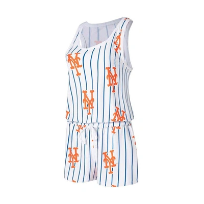 Concepts Sport White New York Mets Reel Pinstripe Knit Romper