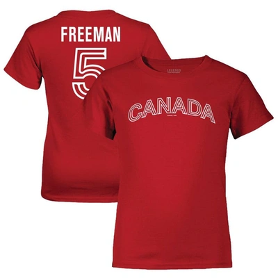 Legends Kids' Youth  Freddie Freeman Red Canada Baseball 2023 World Baseball Classic Name & Number T-shirt