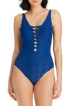Bleu By Rod Beattie Eyes Wide Open Broderie Anglaise One-piece In Navy