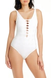 Bleu Rod Beattie Eyes Wide Open Broderie Anglaise One-piece In White