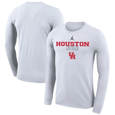 Jordan Brand White Houston Cougars 2023 On Court Bench Long Sleeve T-shirt
