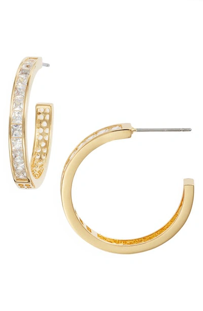 Nordstrom Cubic Zirconia Hoop Earrings In Clear- Gold