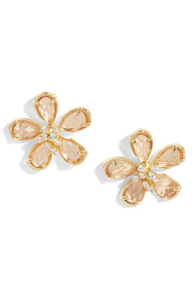 Nordstrom Faceted Crystal Flower Stud Earrings In Clear- Blush- Gold