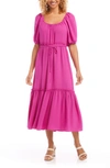 Karen Kane Puff Sleeve Maxi Dress In Berry