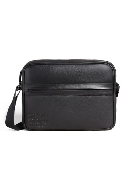 Ted Baker Kianul Leather Messenger Bag In Black