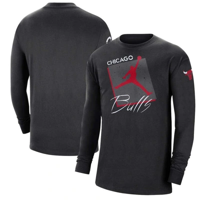 Jordan Brand Black Chicago Bulls Courtside Max 90 Vintage Wash Statement Edition Long Sleeve T-shirt