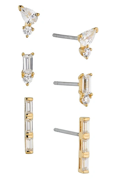 Nadri Set Of 3 Cubic Zirconia Earrings In Gold