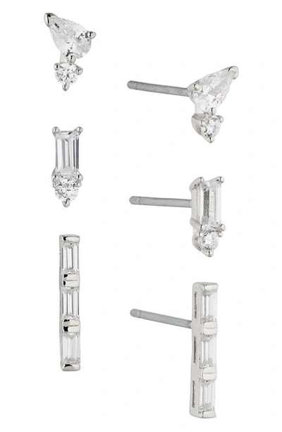 Nadri Set Of 3 Cubic Zirconia Earrings In Metallic