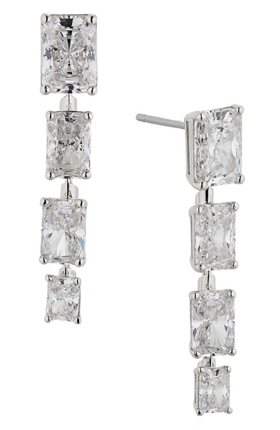 Nadri Isle Linear Cubic Zirconia Drop Earrings In Rhodium