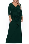 Xscape Side Ruched Scuba Gown In Hunter