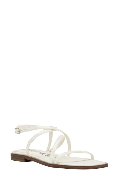 Calvin Klein Millia Ankle Strap Sandal In White Croco