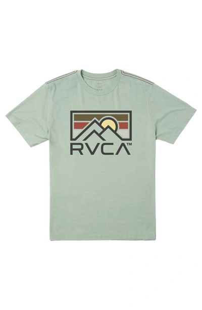 Rvca Horizon Logo Graphic T-shirt In Green Haze