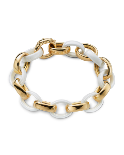 Monica Rich Kosann Yellow Gold & White Ceramic Link Bracelet