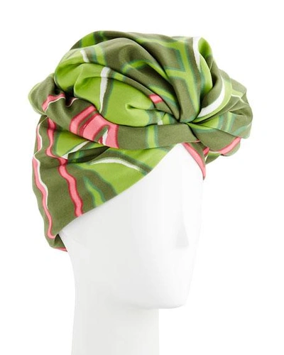 Marc Jacobs Graphic Flower Pattern Turban In Green Pattern