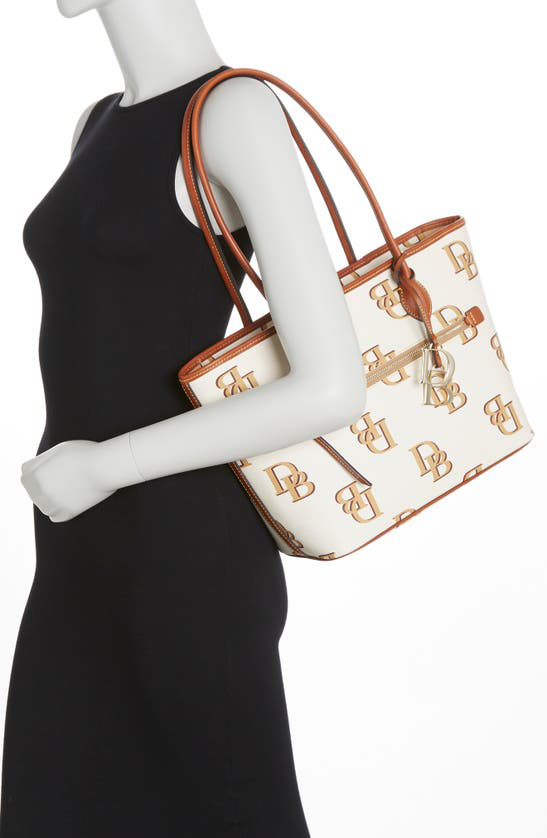 Borsa Monogramma Dooney & Bourke In Tela Rivestita – Beige, Taglia Unica, Con Tracolla E Tasche