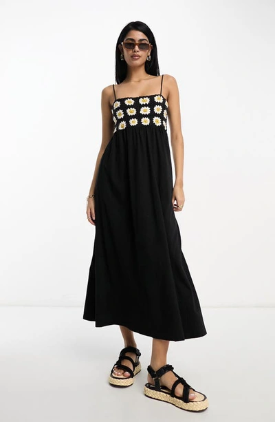 Asos Design Strappy A-line Dress In Black