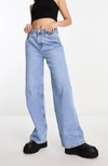 Asos Design Straight Leg Dad Jeans In Medium Blue