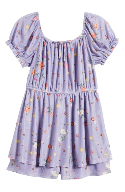 Love, Fire Kids' Floral Romper In Lilac Floral