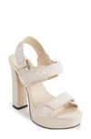 Karl Lagerfeld Alessia Faux Pearl Platform Sandal In Warm Mist/white