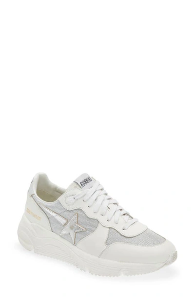 Golden Goose Running Sole Sneaker In Optic White/ Silver