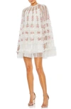 Mac Duggal Floral Embroidered Long Sleeve Cocktail Dress In White Multi