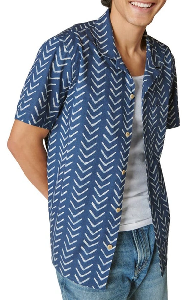 Lucky Brand Short Sleeve Button-up Camp Shirt In Indigo Print