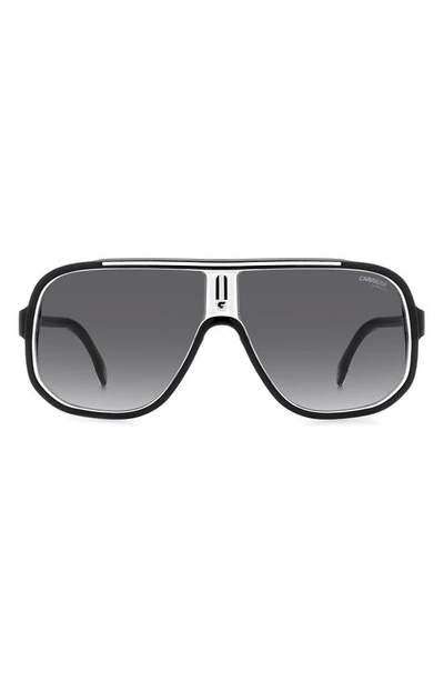 Carrera Eyewear 63mm Oversize Rectangular Navigator Sunglasses In Black White/ Grey Shaded