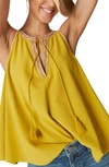 Lucky Brand Embroidered Swing Tank In Golden Olive