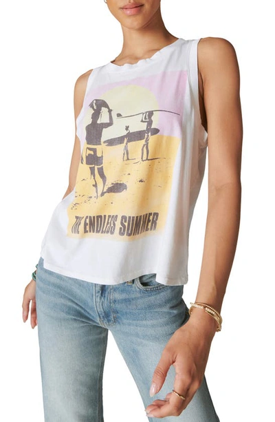 Lucky Brand Endless Summer Cotton Graphic Tank In Bright White