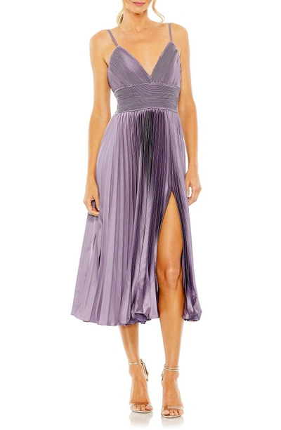 Ieena For Mac Duggal Pleated Satin Cocktail Dress In Vintage Lilac