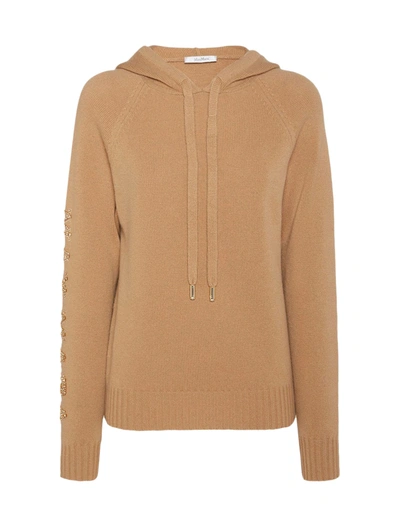 Max Mara Ananas Knitted Hoodie In Nude & Neutrals
