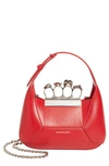 Alexander Mcqueen Mini Jewelled Leather Hobo In 6309 Welsh Red