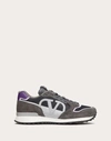 Valentino Garavani Vlogo Pace Low-top Trainer In Split Leather Fabric And Calfskin In Grey