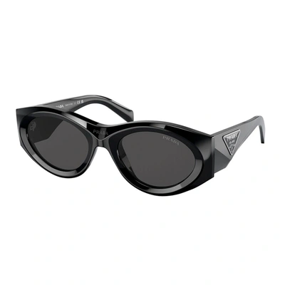 Prada Pr 20zs 1ab5s0 53mm Womens Oval Sunglasses In Black