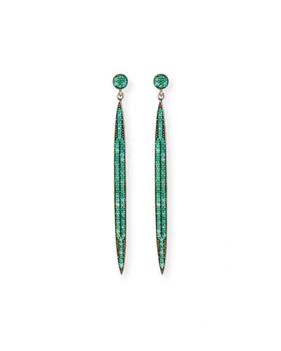 Margo Morrison Pave Spear Dangle Earrings In Green/black