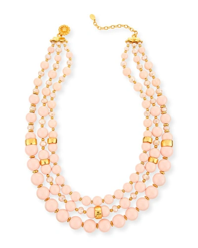 Jose & Maria Barrera Three-strand Blush Glass Necklace In Pink