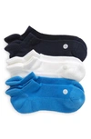 Zella Assorted 3-pack Tab Ankle Socks In Blue Regatta