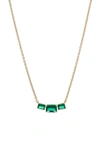 Nadri Isle Cubic Zirconia Frontal Necklace In Emerald Green/gold