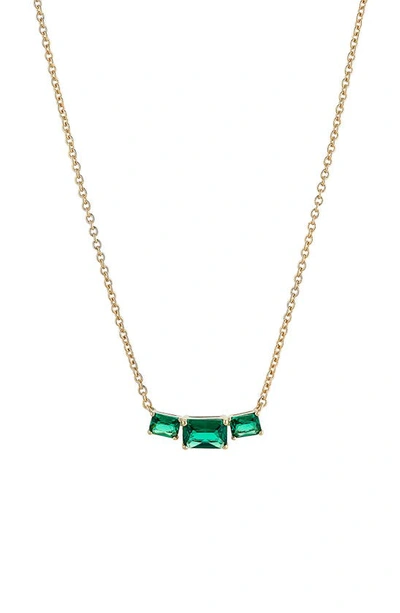 Nadri Isle Cubic Zirconia Frontal Necklace In Emerald Green/gold