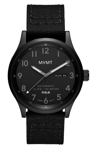 Mvmt Watches Mvmt Field Nylon Strap Automatic Watch, 42.5mm In Black