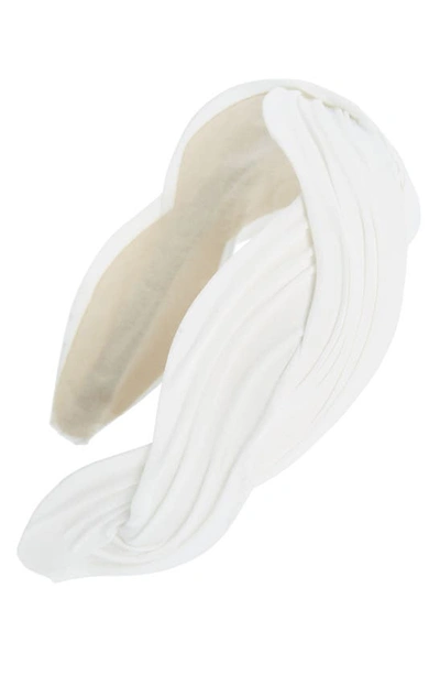 Tasha Braided Pleated Headband In White