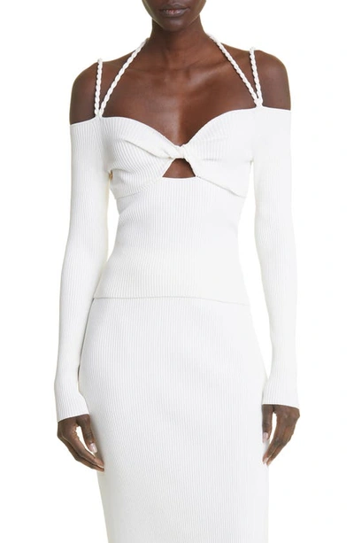 Altuzarra Odin Cold Shoulder Twist Rib Sweater In Natural White