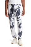 Bella+canvas Tie Dye Cotton Blend Joggers In White/ Charcoal Tie Dye