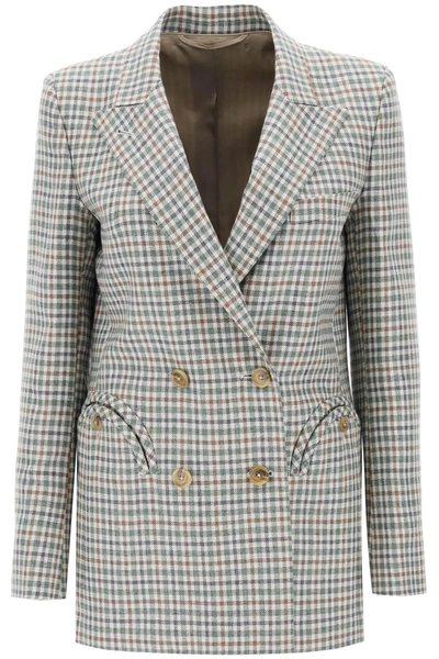 Blazé Milano Blaze Milano Tankoa Everyday Blazer In Silk And Wool In Green,brown,white