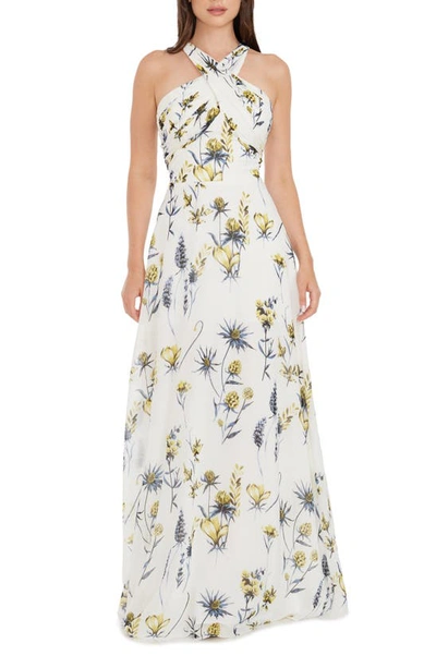 Dress The Population Brenna Floral Sheath Gown In White