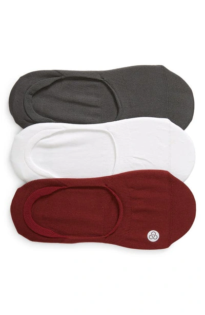 Zella Assorted 3-pack No-show Sneaker Socks In Burgundy Port