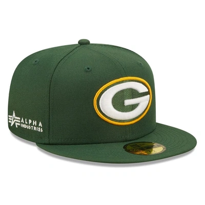New Era X Alpha Industries Green Green Bay Packers Alpha 59fifty Fitted Hat