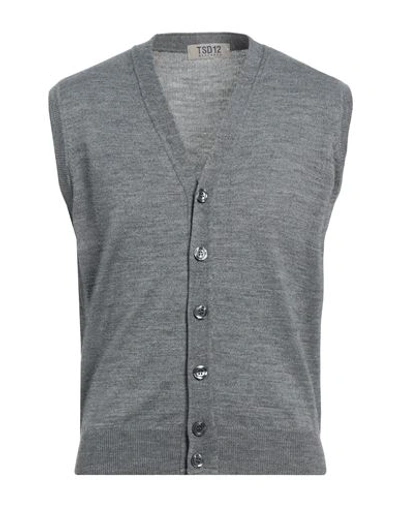 Tsd12 Man Cardigan Grey Size Xl Merino Wool, Acrylic