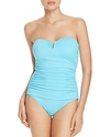 Tommy Bahama Pearl V-wire Bandeau One Piece Swimsuit In Turquoise