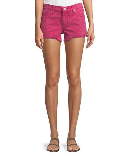 7 For All Mankind Cutoff Denim Shorts In Raspberry Sorbet In Rasberry Sorbet